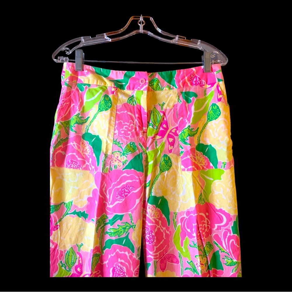 LILLY PULITZER VINTAGE Floral Print Pants - Size 8 - Picture 2 of 7